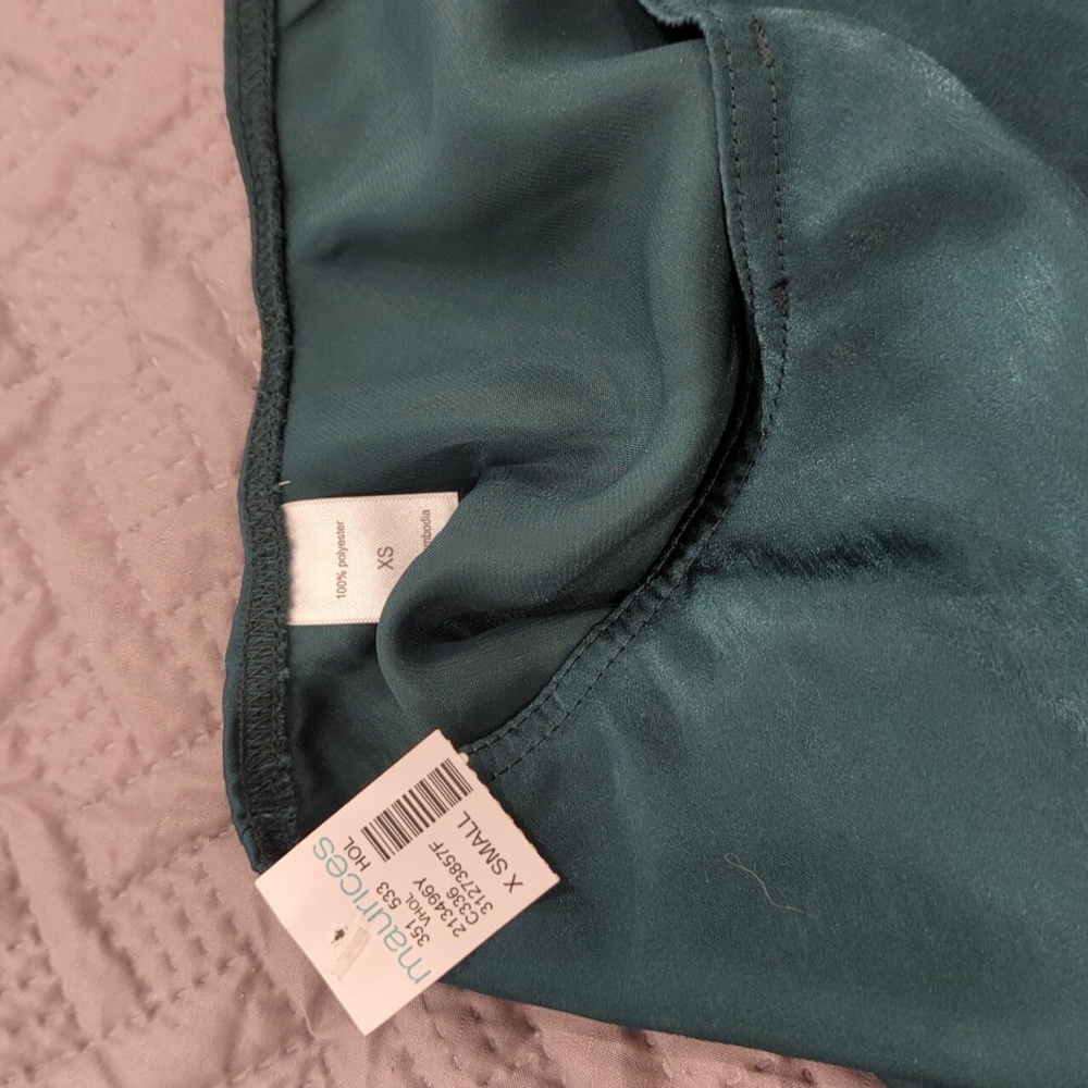 Maurices Emerald green satin high-rise Maxi skirt with slit New! - Picture 3 of 3
